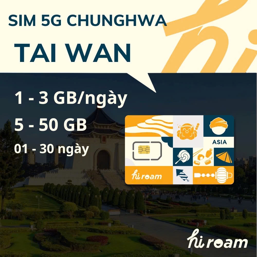 SIM Du Lịch 4G  Đài Loan (Chunghwa) - GÓI CƯỚC THEO NGÀY - Tặng que chọc sim