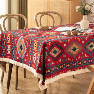 KHĂN TRẢI BÀN THỔ CẨM, khăn decor họa tiết dân tộc viền ren tua rua xinh xắn, khăn picnic, phủ sofa