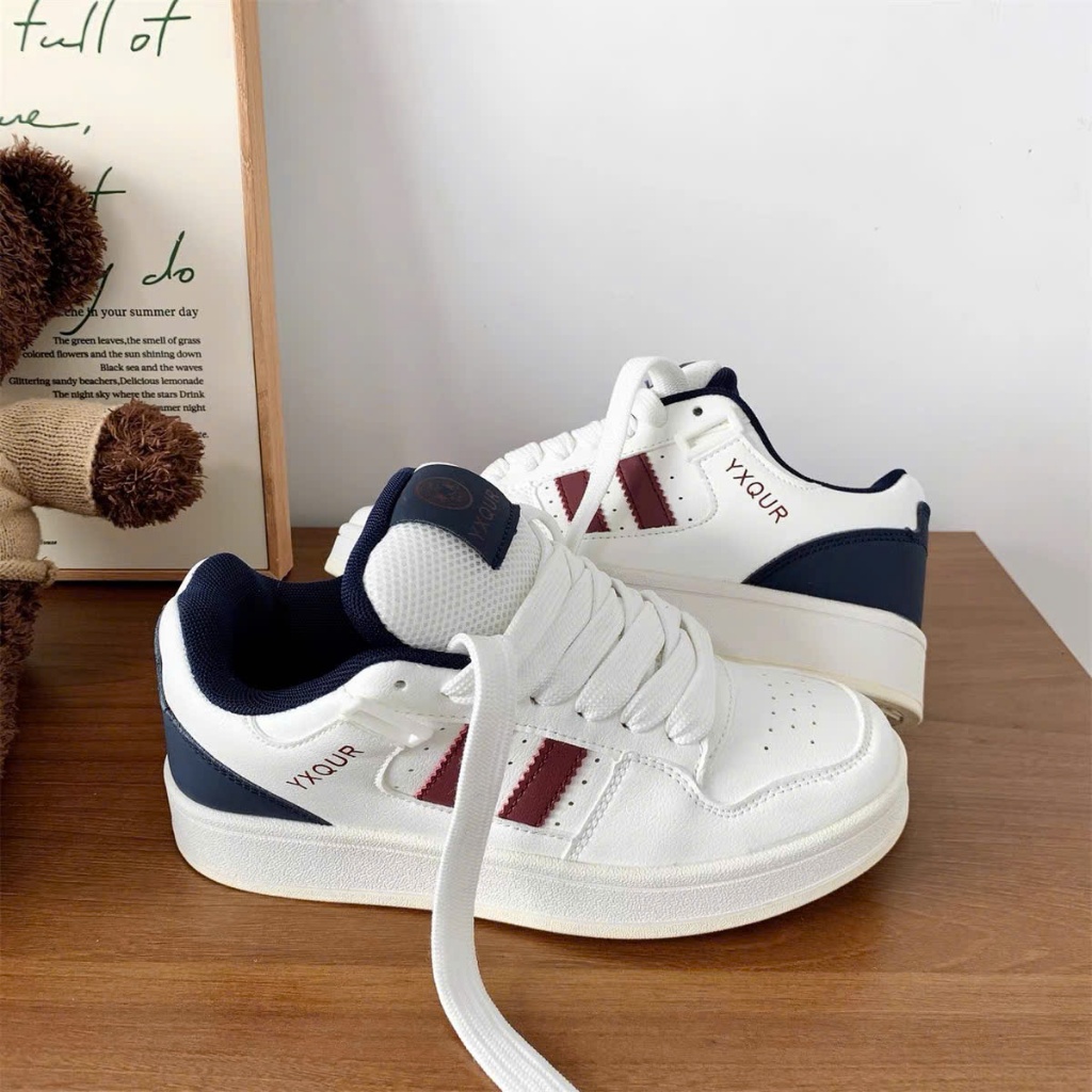 [CHÂN TO TĂnG SIZE] Giày thể thao nữ 2 vạch Fashion phối màu chất da siêu mềm, đế nhẹ (hàng QC Full Box)