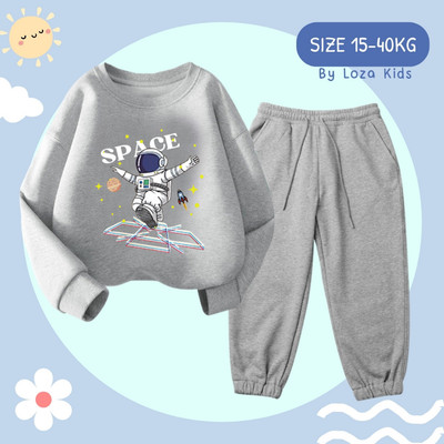 Bộ thu đông bé trai in hình size từ 15-40kg - Quần áo nỉ bé trai Loza Kids BN001