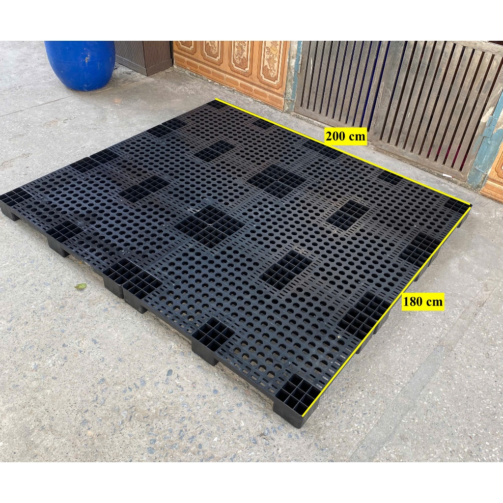 Giường Pallet 200x180x10 cm ( Pallet Nhựa Đen 10x60x10 cm), Pallet Kê Đệm, Giường Pallet
