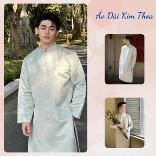  Áo Dài Nam Cách Tân Dáng Suông Lụa Tafta Vân Gỗ Mặc Tết Đẹp N06 