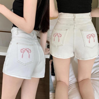 (stock) QUẦN SHORT JEAN ĐÙI NỮ LƯNG CAO THÊU NƠ TRƯỚC SAU MÀU TRẮNG ĐEN LAI CUỐN SIÊU MÁT MẺ CÁ TÍNH