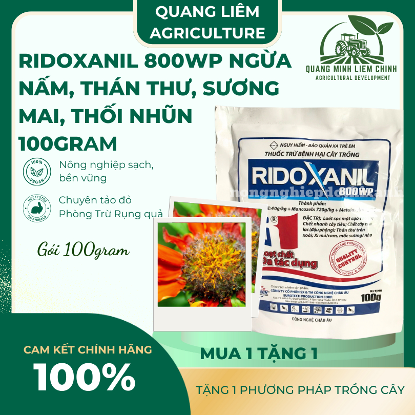Chế Phẩm Ngừa Nam Ridoxanil 800WP, Thán Thư, Sương Mai, Thối Nhũn, Cây Trồng (Gói 100gram)