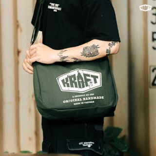 Túi đeo chéo Kraft V4 - Chất Vải Bố cao cấp - Phối da bò - Đậm Gu Cổ Điển