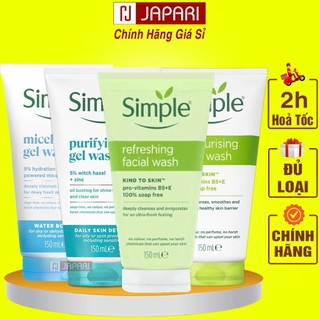  Sữa Rửa Mặt Simple CHÍNH HÃNG Cho Da Dầu Mụn Khô Nhạy Cảm - Sửa Rửa Mặt Simple Kind To Skin Cho Nam Nữ Srm Japari 