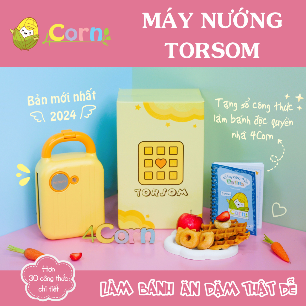 [SẴN BẢN MỚI NHẤT] Máy nướng bánh Torsom - Tặng sổ tay độc quyền công thức làm bánh ăn dặm
