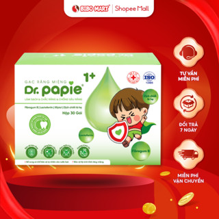  Gạc Rơ Lưỡi Dr.Papie 1+ Làm Sạch Răng Miệng Lưỡi Nướu Chống Sâu Răng Cho Bé Từ 1 Tuổi Hộp 30 Gói 