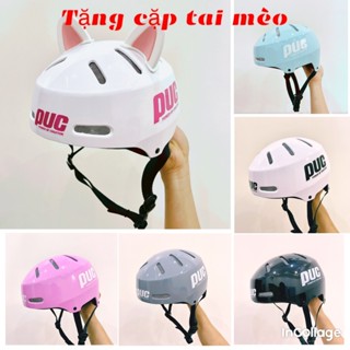 Mũ Bảo Hiểm Nửa Đầu Tem PUC Có 10 Lỗ Thoáng Khí, Tặng Kèm Tai Mèo