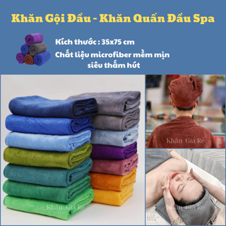 Khăn gội đầu salon 35*75 chất Microfiber mềm mịn thấm hút nước, Khăn quấn đầu spa loại dày cao cấp