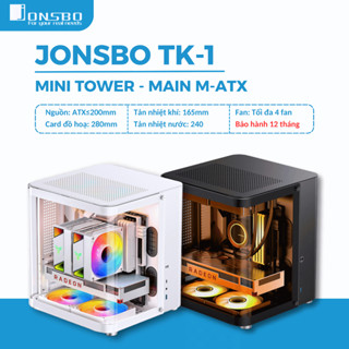 Vỏ Case PC Jonsbo TK-1 Mini Tower M-ATX Bể Cá Kính Cong Mặt Lưới Vỏ Máy Tính Main Back-plug Để Bàn