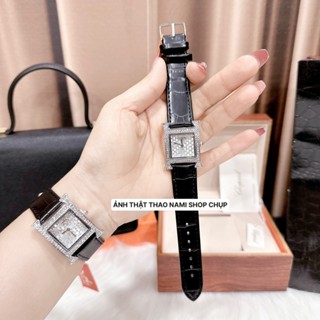  Đồng hồ nữ dây da TN.H  đồng hồ nữ dây da mặt vuông viền đá thiết kế trẻ trung cực đẹp - THAONAMI 