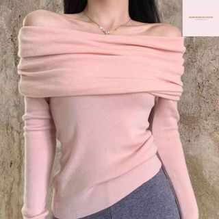  Áo Len Tăm Dáng Ôm Body Basic Dễ Phối Đồ Trễ Vai BẢN TO Siêu Xinh Hàng Qccc Phong Cách Tiểu Thư Vintage Nanganhcuyensi 