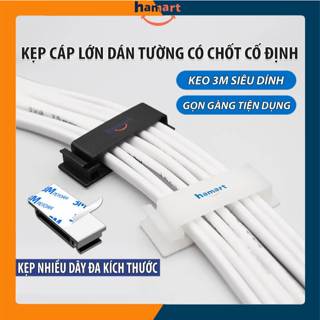 Kẹp Dây Điện Gắn Tường Bản Lớn Có Chốt Hamart Nẹp Cố Định Dây Cáp Keo 3M Siêu Dính Tiện Lợi
