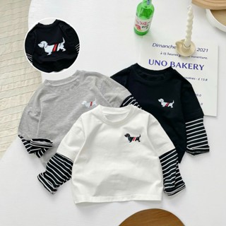  Áo dài tay cotton Thom Phối Tay Kẻ co giãn mềm mại cho bé trai bé gái từ 7 đến 19kg minminbaby kids 
