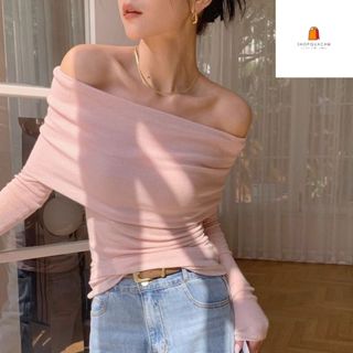  Áo Len Dệt Kim Áo Len Thun Tăm Dài Tay Trễ Vai BẢN TO Sành Điệu Siêu Xinh Chất Mêm Mát Hàng Qccc TIểu Thư Shopquacam 