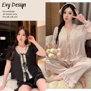 Bộ ngủ lụa  trơn màu phối ren phong cách Hàn Quốc, bộ đồ ngủ sexy cao cấp BN30