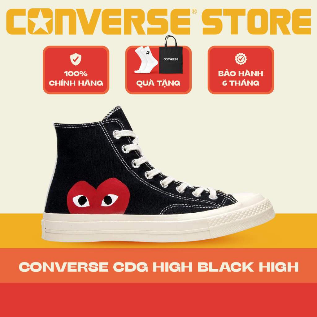 [ CHÍNH HÃNG ] giày sneaker CONVERSEE CDG HIGH BLACK (CDG_DC)