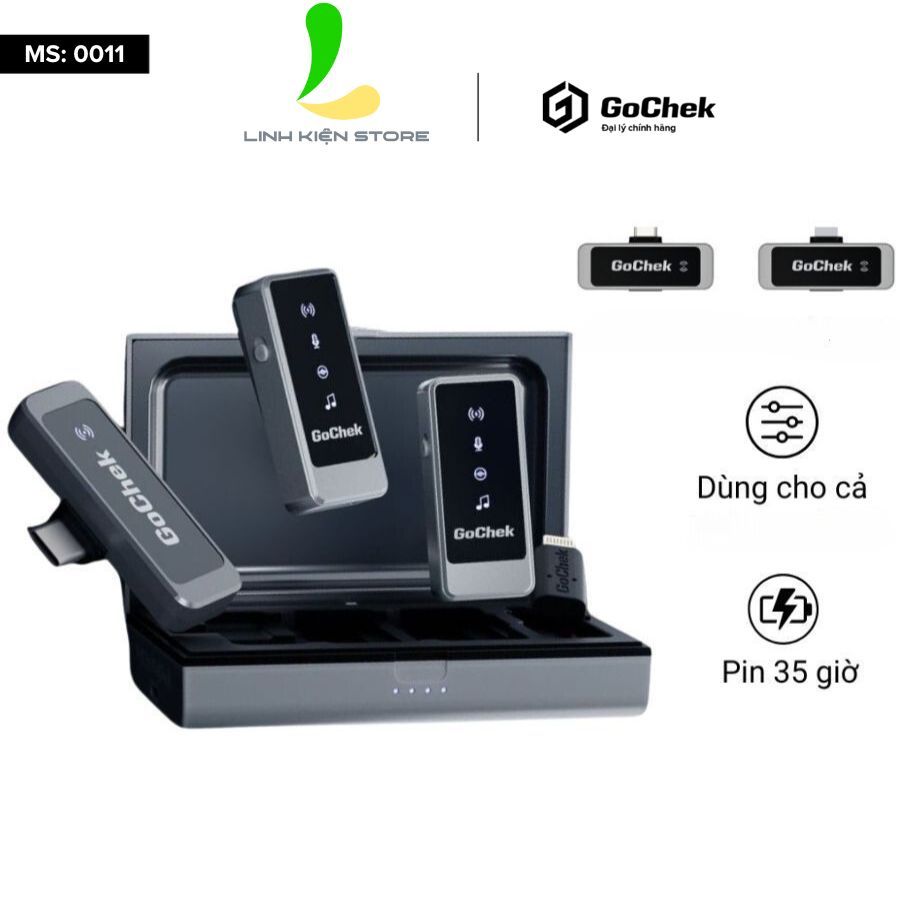 Micro Thu Âm Không Dây GoChek Ultra S24 - Thiết Bị Ghi Âm Kẹp Ve Áo Cho Điện Thoại Công Nghệ CSC 2.0