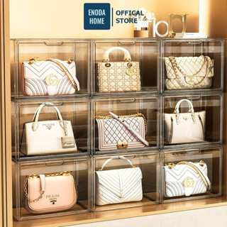 Hộp Đựng Túi Xách Trong Suốt ENODA HOME, Hộp Nhựa Mica Trưng Bày Túi Ví Cao Cấp Có Thể Xếp Chồng HTS024