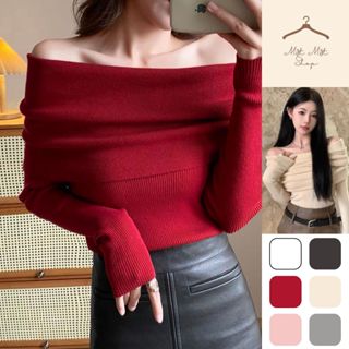  Áo Len Tăm Tay Dài Dáng Ôm Body Thời Trang Tiểu Thư Trễ Vai BẢN TO  Cá Tính Phù Hợp Đi Chơi Dạo Phố Hàng Qccc Matmat 