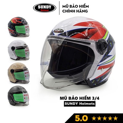 Nón bảo hiểm SUNDY Helmets 3/4 chính hãng, an toàn, kiểu dáng thời trang, cá tính, Freesize 56-59cm