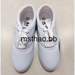  Giày thể dục Da Si Trắng Cột xi trắng thể thao học sinh Bé gái bé trai W01ST Asia 