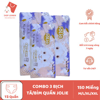 3 Bịch Tã Bỉm Quần Jolie 150 Miếng giá tại Xưởng Bản Nâng Cấp Siêu Thấm Hút Size M/L/XL/XXL