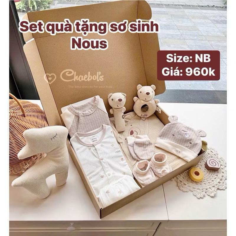 Hộp quà tặng đầy tháng size nhiều size khác nhau cho bé NOUS và hãng khác
