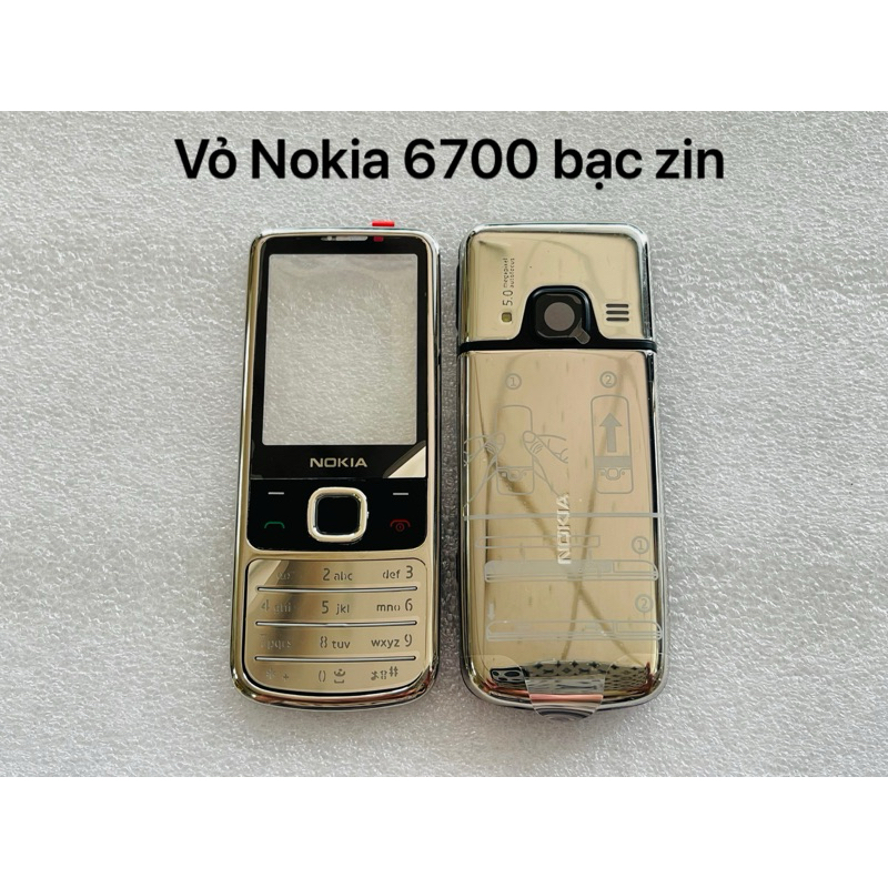 Vỏ thay thế dành cho nokia 6700c Classic màu bạc loại 1 nguyên bộ(gồm mặt trước,mặt sau,khung sườn,bàn phím và đèn flash