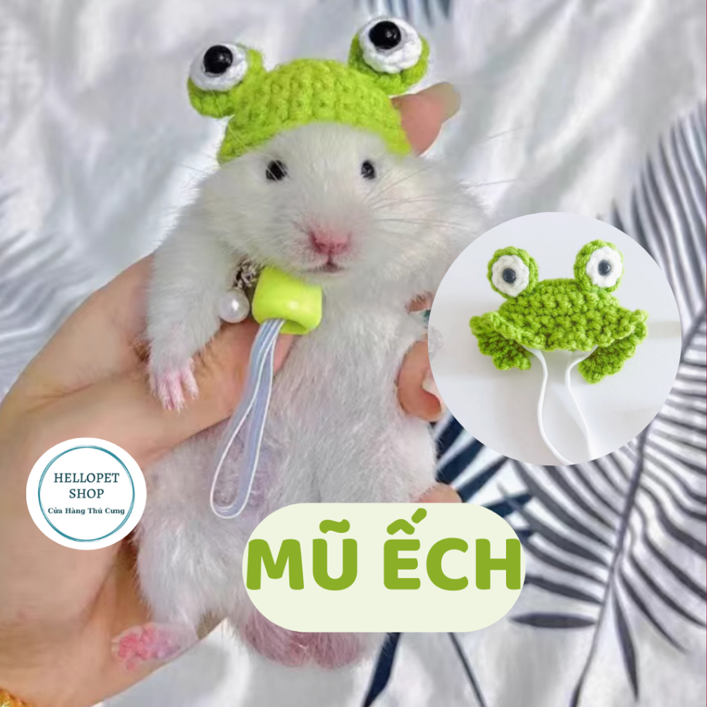 Mũ len cho Bọ Ú, Hamster, Mũ tết, Mũ thần tài, Mũ lân, Mũ Ếch, Mũ Dâu dễ thương cho thú cưng nhỏ