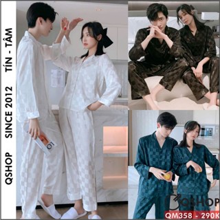 Bộ pijama nam nữ cặp đôi lụa gấm mềm sang trọng mặc nhà mặc ngủ QSHOP QM358 QM243