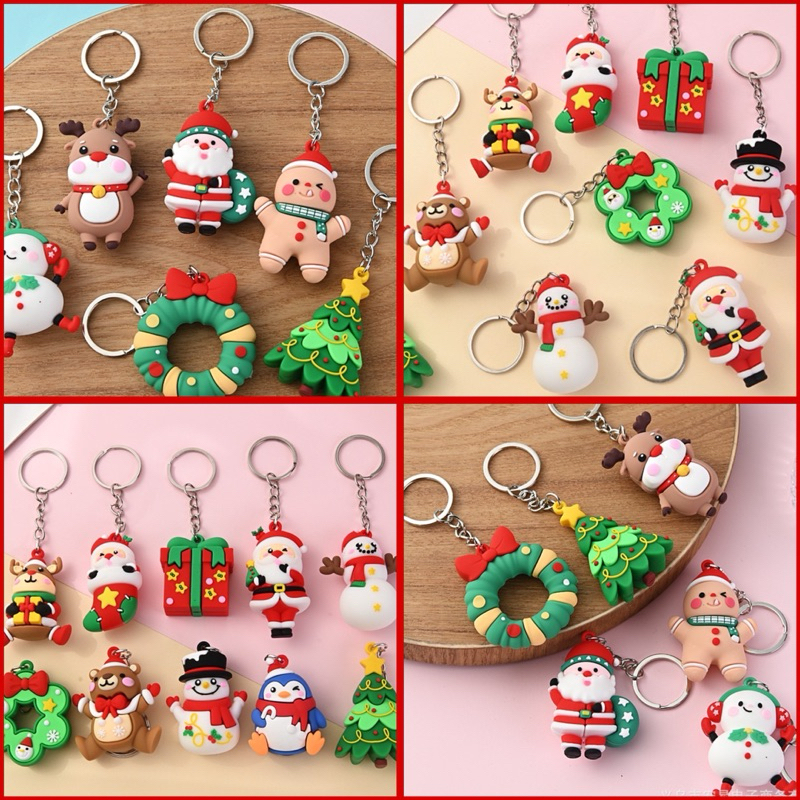 Móc khoá nhựa cứng 3D hoạt hình chủ đề noel giáng sinh