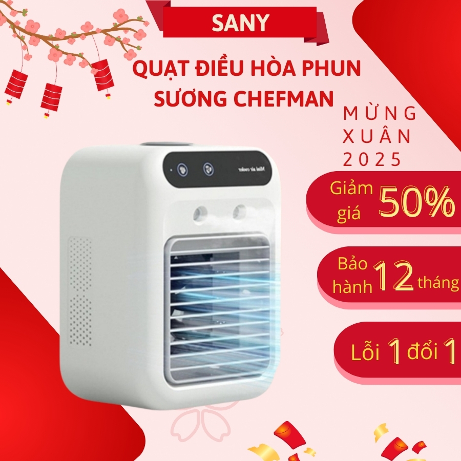 Quạt điều hòa tích điện phun sương mini Chefman CM-D124 3 chế độ phun sương, 2 tốc độ gió
