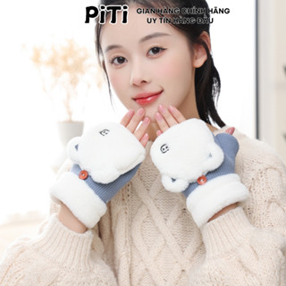  Găng tay len PITI mùa đông cute dễ thương bao tay hở ngón thời trang giữ ấm giữ nhiệt tốt 
