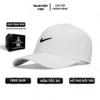 Mũ thời trang Ni.ke trắng logo đen nón kết lưỡi trai nam nữ Hàn Quốc hàng hiệu phối đồ siêu đẹp