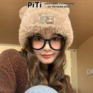 Mũ len beanie PITI cao cấp ấm áp mũ len dệt kim tai thỏ dễ thương phong cách hàn quốc