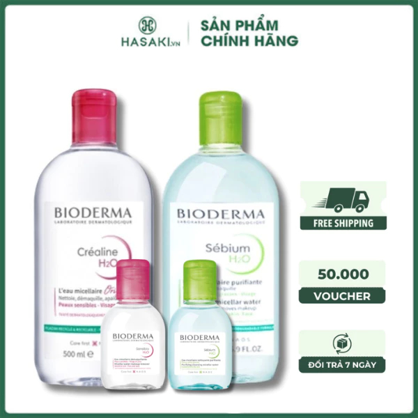 Nước Tẩy Trang Bioderma Cho Da Dầu Mụn, Da Nhạy Cảm H2O 100ml - 500ml