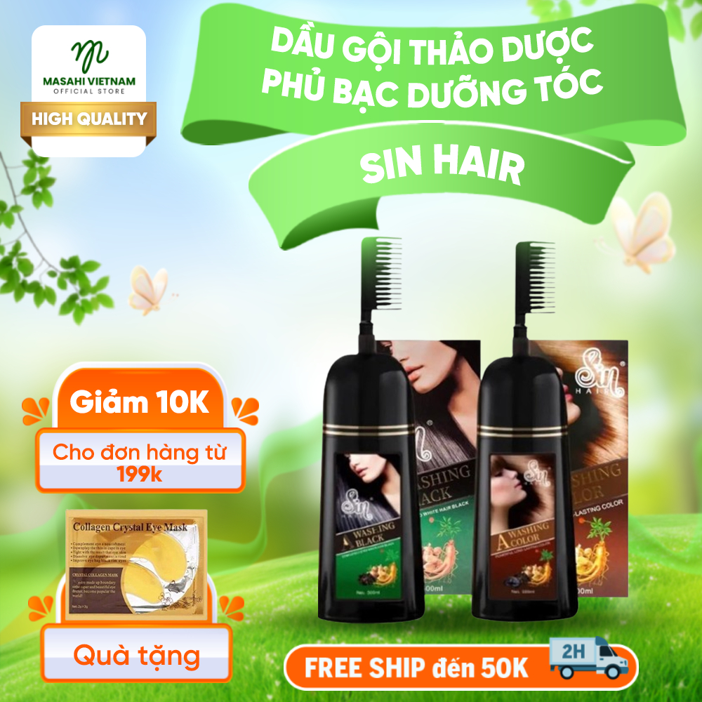 Dầu Gội Phủ Bạc Sin Hair  Nhật Bản - Sin Hair Dầu Gội Phủ Bạc, Đổi Màu Tóc, Thảo Dược Dưỡng Tóc Chắc