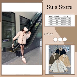 Áo Khoác Lông Phối Da Lộn Đai Cổ A2941 Susstore Top Women