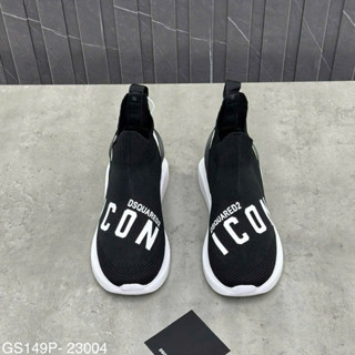 Giày chun thể thao nam D2 cổ cao in chữ ICON chéo thân phối sọc chữ gót boy phố GS149P