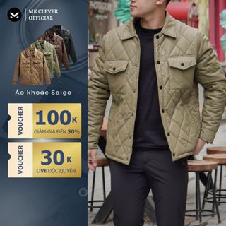 Áo khoác nam có cổ Saigo MK CLEVER Gió vân da cao cấp, cản gió tốt, thời trang, form chuẩn trẻ trung