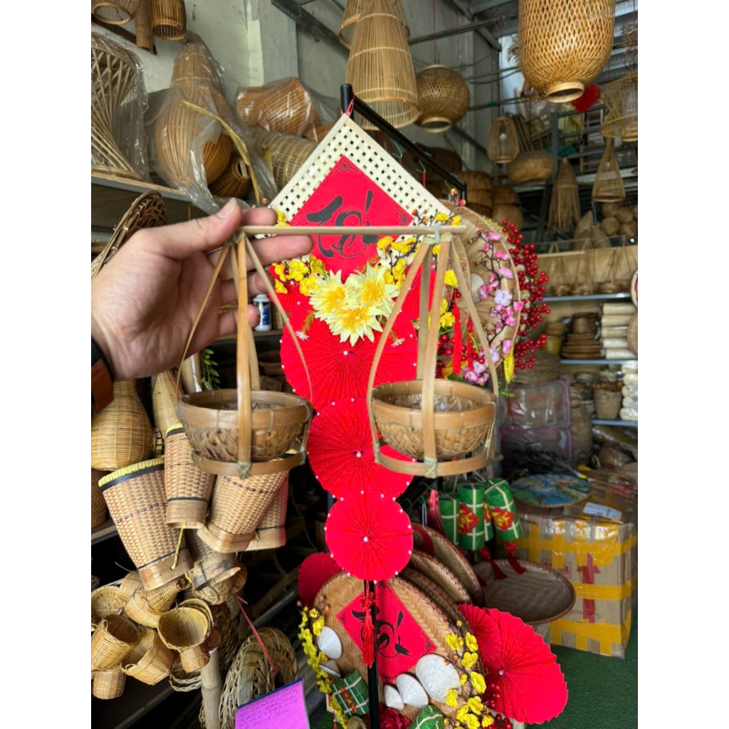 Quang gánh mây tre trang trí, decor