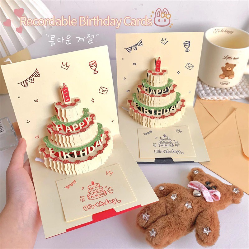 Thiệp sinh nhật Bật lên Bánh 3D Thiệp chúc mừng  Thẻ tin nhắn quà tặng tiệc sinh nhật sáng tạo
