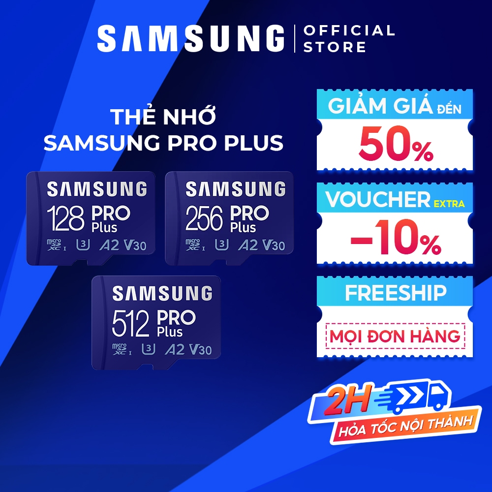 Thẻ nhớ microSDXC Samsung PRO Plus 256GB UHS-I U3, V30, A2 Tốc độ đọc lên tới 160MB/s - BH 10 năm