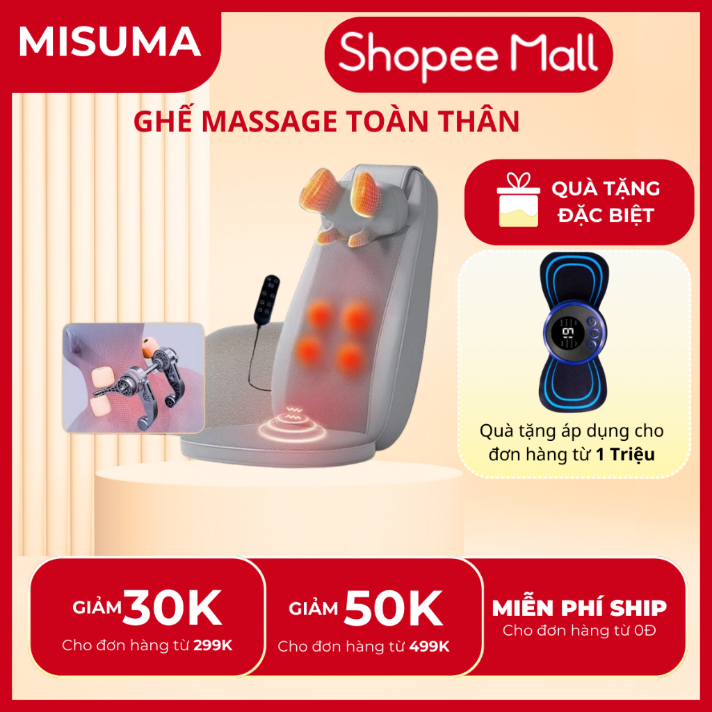 Ghế Massage Đa Năng Toàn Thân MISUMA, Massage Cổ, Vai, Gáy, Thắt Lưng, Lưng Tại Nhà, Thông Minh