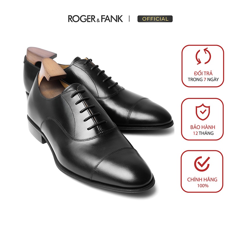 Giày Da Bê Cao Cấp Oxford Captoe Công Sở Đế Bologna ROGER & FANK