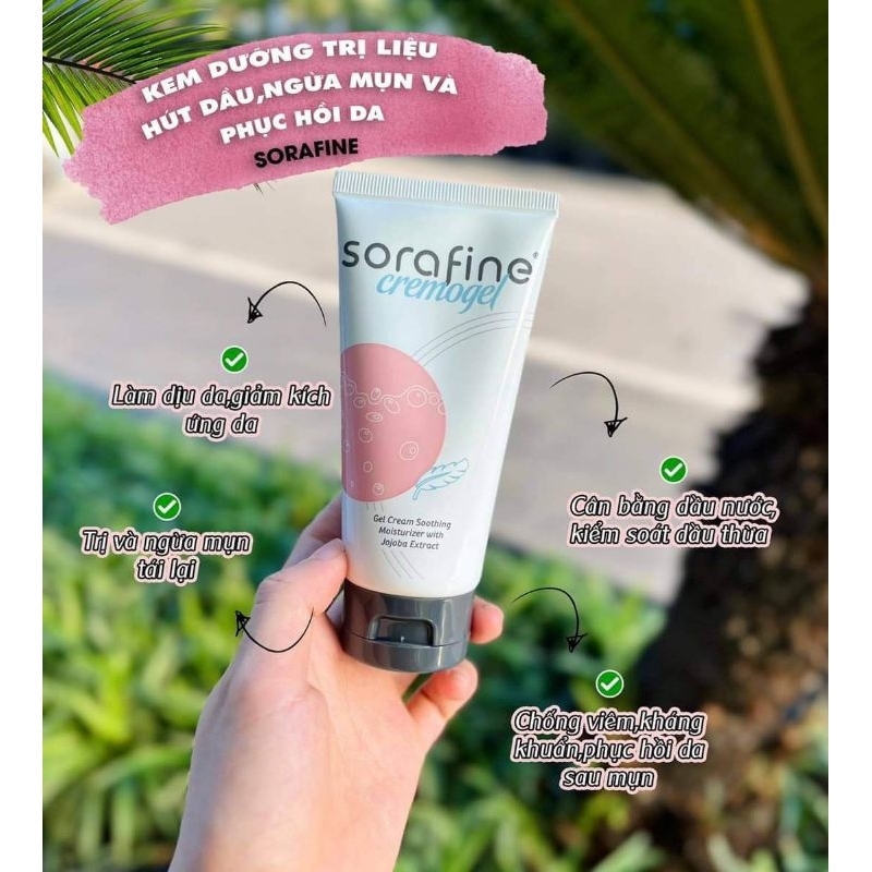 Kem dưỡng kiềm dầu gel hút dầu ngăn mụn cấp ẩm sâu Sorafine Cremogel