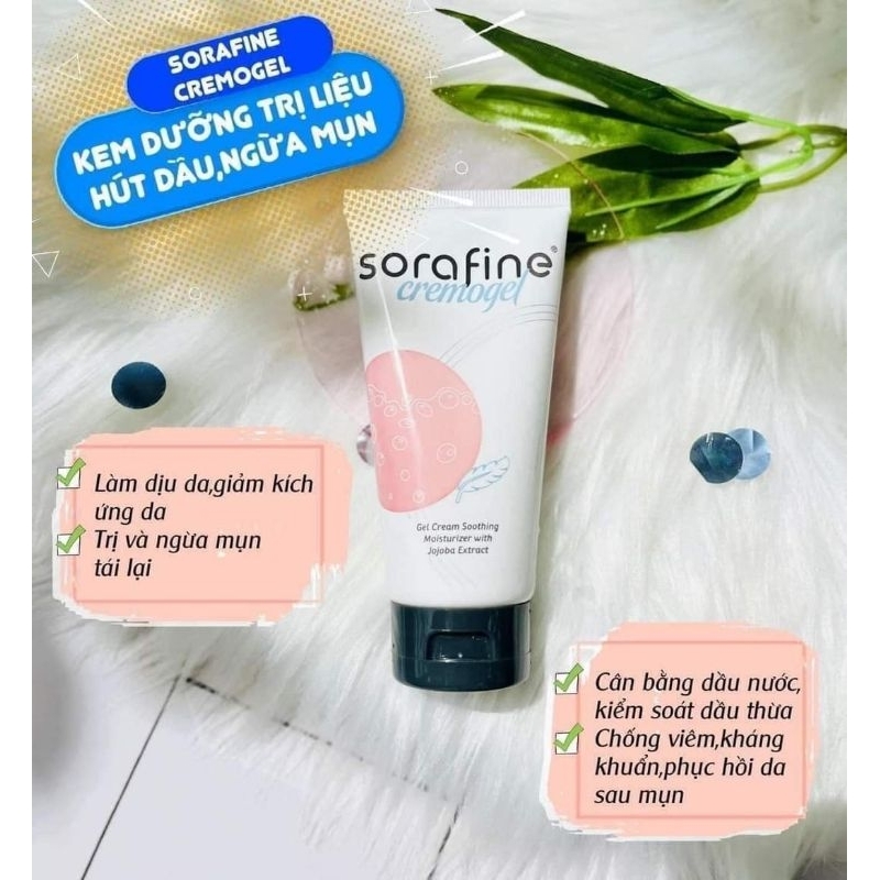 Kem dưỡng gel kiềm hút dầu Sorafine Cremogel se khít lỗ chân lông