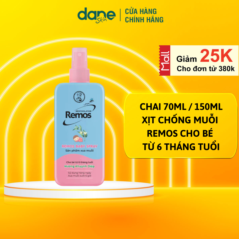 Xịt chống muỗi cho bé từ 6 tháng tuổi hương khuynh diệp Rohto Mentholatum Remos 70ml/ 150ml